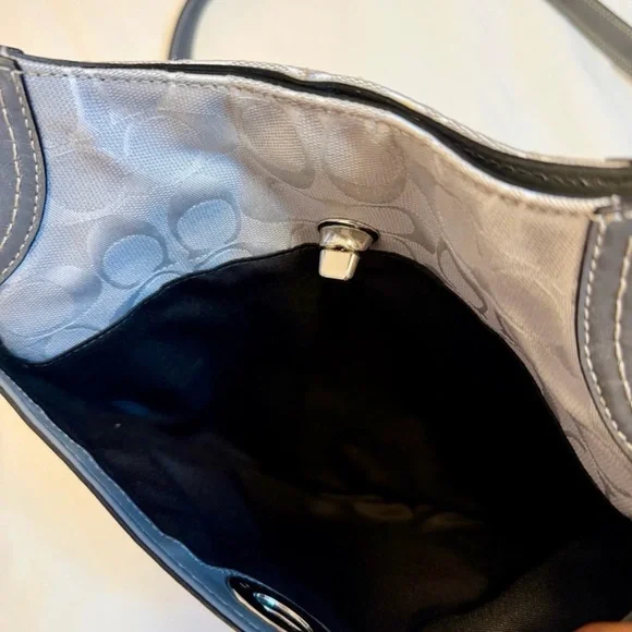 Coach Vintage Gray Hampton Hobo Grey Signature Crossbody HandBag - Picture 5 of 10